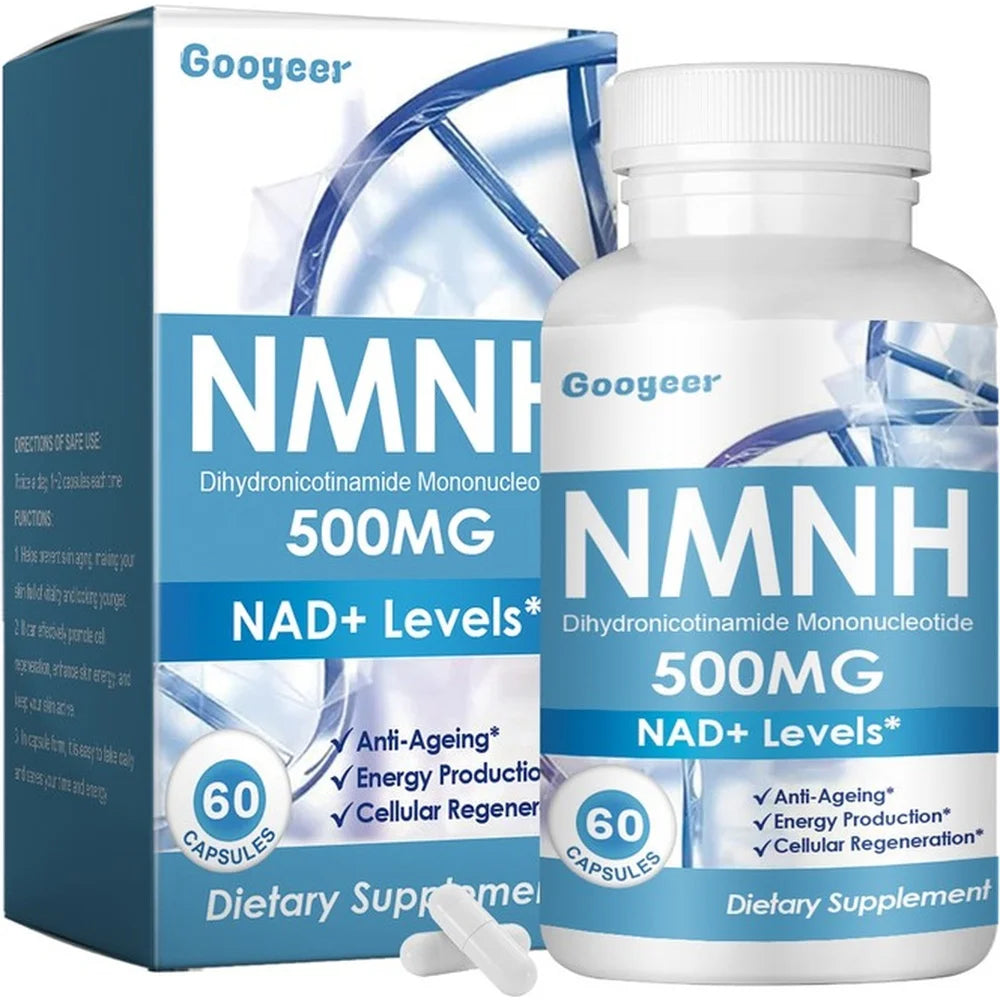 Googeer NMNH 500mg Capsules – NAD+ & Energy Support, 60ct NAD+ Supplement Qst 60 Count(Pack of 1)