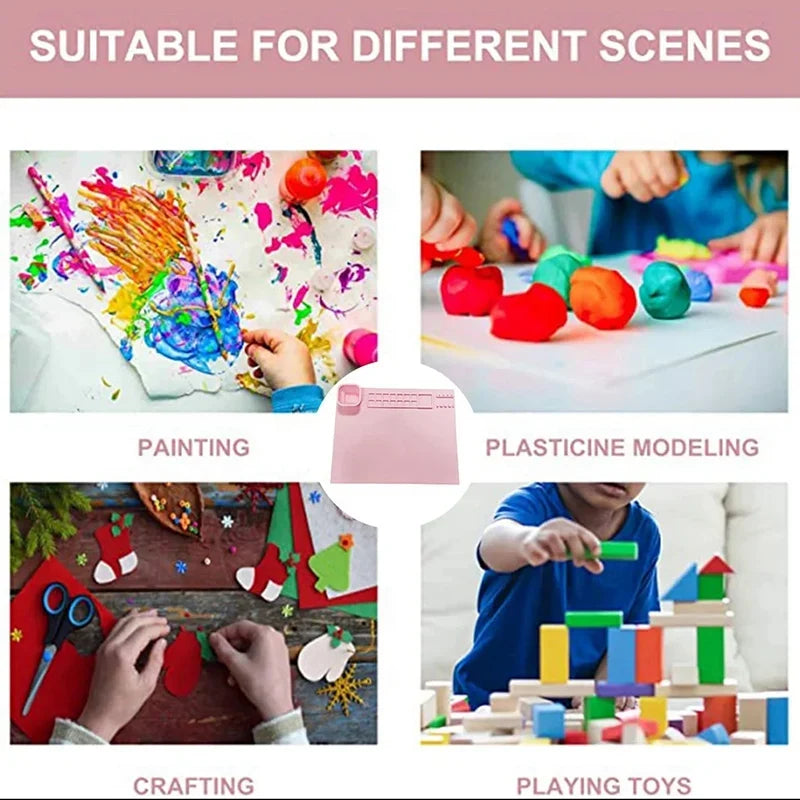 Silicone Art Painting Mat & Brush Holder – Washable Craft Pad Silicone Craft Mat Qme