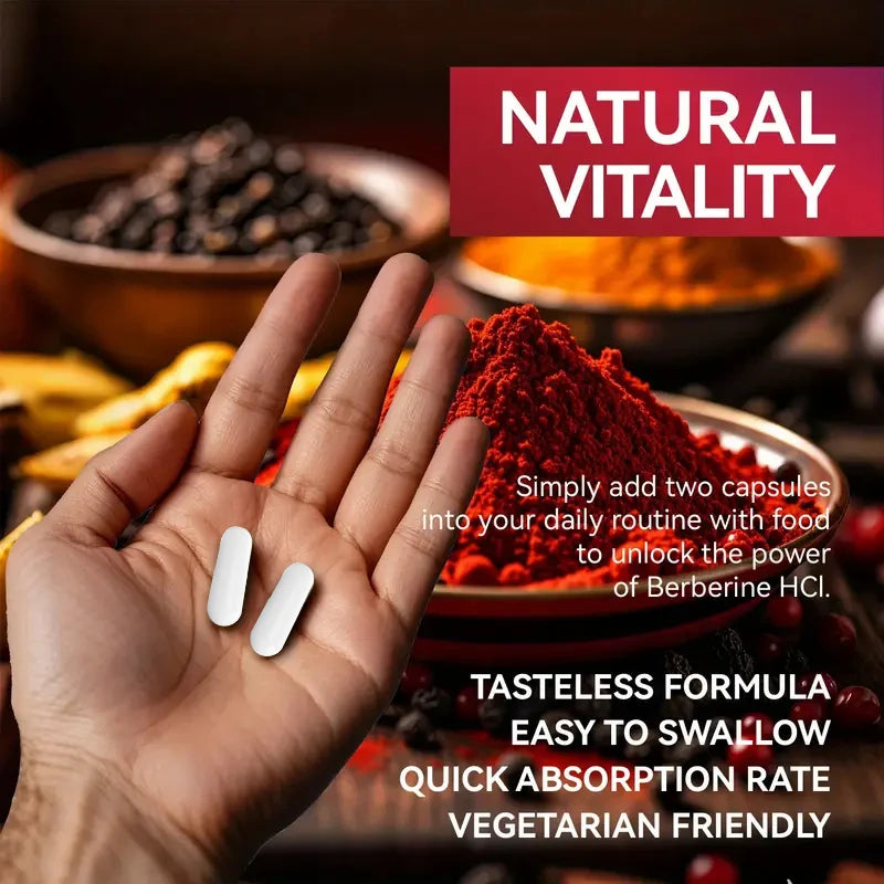 HOLUCKS Berberine 1300mg Capsules – Buy 1 Get 1 Free | 120ct Herbal Supplement Qst