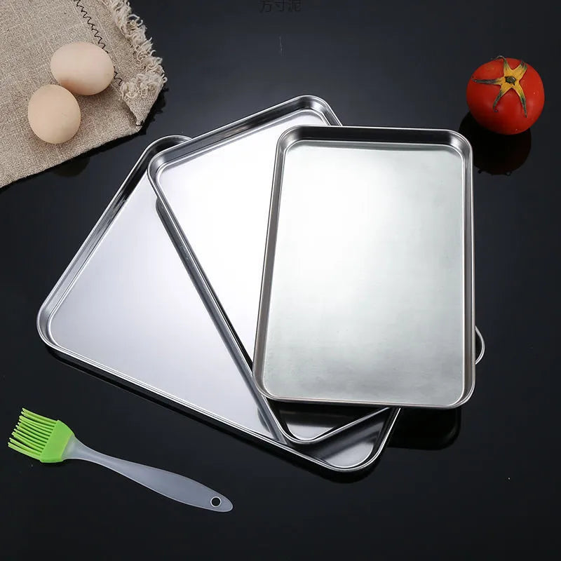 Rectangle Stainless Steel Serving Tray – Buffet & Food Storage Food Serving Tray Qst