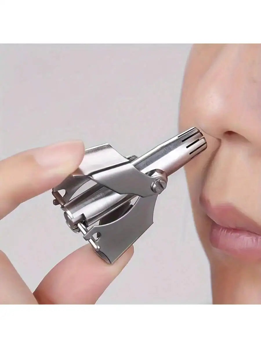Men's Manual Stainless Steel Nose Hair Trimmer | Round Head Nose Hair Trimmer Qme