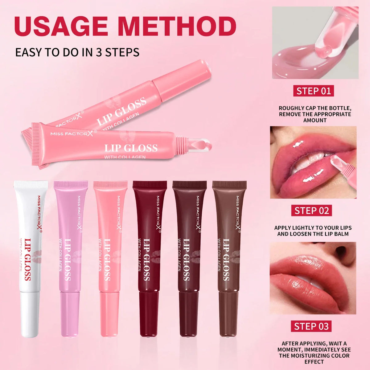 6-Color Lip Gloss Set | Long-Lasting & Moisturizing | Qme Lip Gloss Set Qme