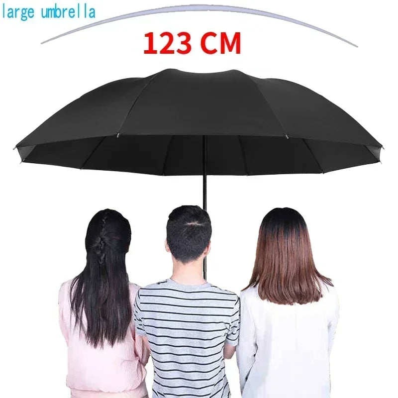 Extra Large Double-Layer Folding UV Sun & Rain Umbrella – Black Folding Umbrella Qst