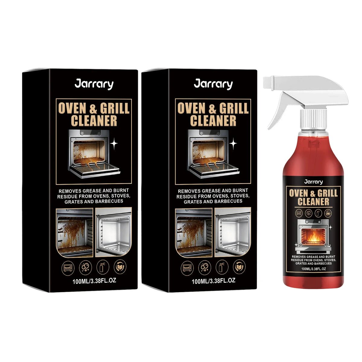 Oven & Grill Cleaning Spray – Fast-Acting Foaming Degreaser Kitchen Cleaning Spray Qme 2 x 100ML Boxed