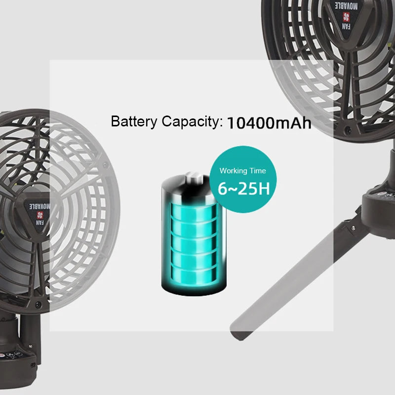 Camping Fan 10400mAh Rechargeable LED Lantern Tripod Fan Camping Fan Qst