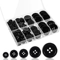 160pcs Round Resin Sewing Buttons 4-Hole Mixed 5 Sizes Black White Sewing Buttons Qme Black