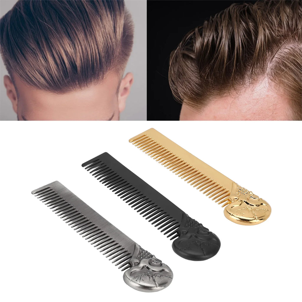 Zinc Alloy Skull Beard & Mustache Comb – Pocket Styling Beard & Hair Comb Qme