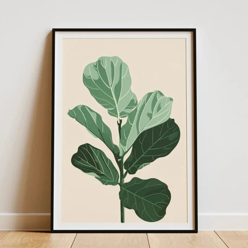 Minimalist Botanical Canvas Wall Art – Bamboo Tropical Leaf