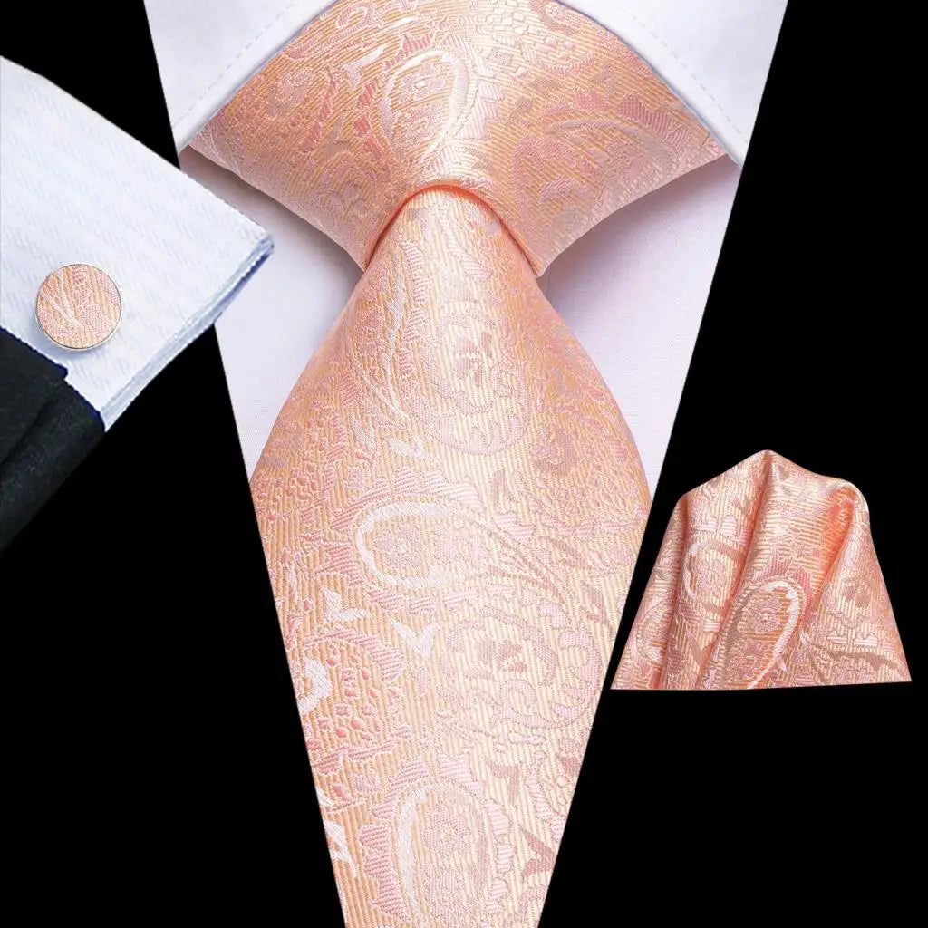 Hi-Tie Men's Silk Necktie Handkerchief & Cufflinks Set