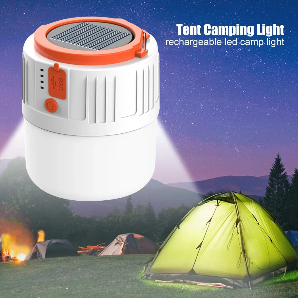 Solar LED Camping Light Bulb – 5 Modes, USB Rechargeable Solar Camping Lantern Qme