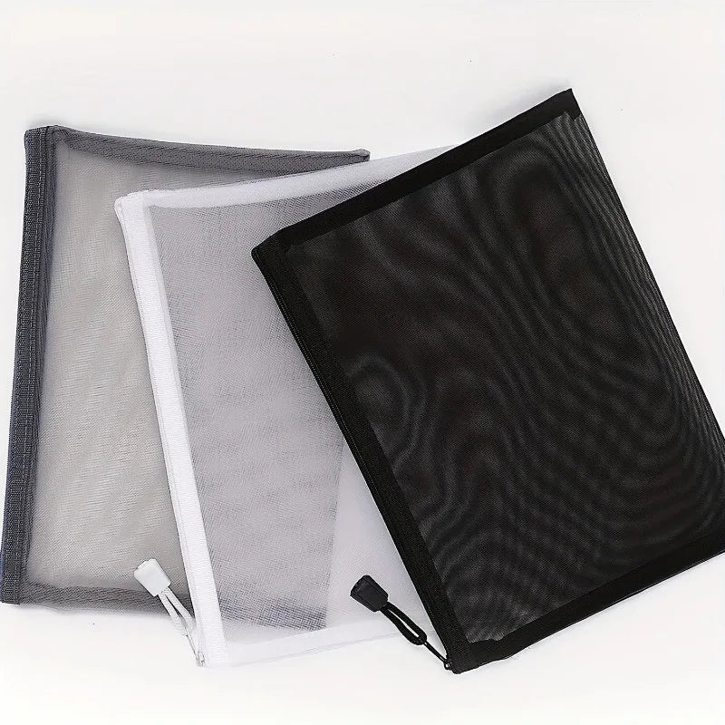 2-Piece Nylon Zipper Mesh Bag – Travel & Cosmetic Organizer Mesh Travel Pouch Set Qme