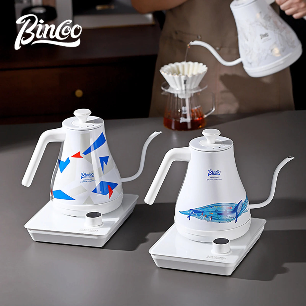 BINCOO 1L Smart Gooseneck Electric Kettle – Temperature Control 220V Gooseneck Electric Kettle Qst