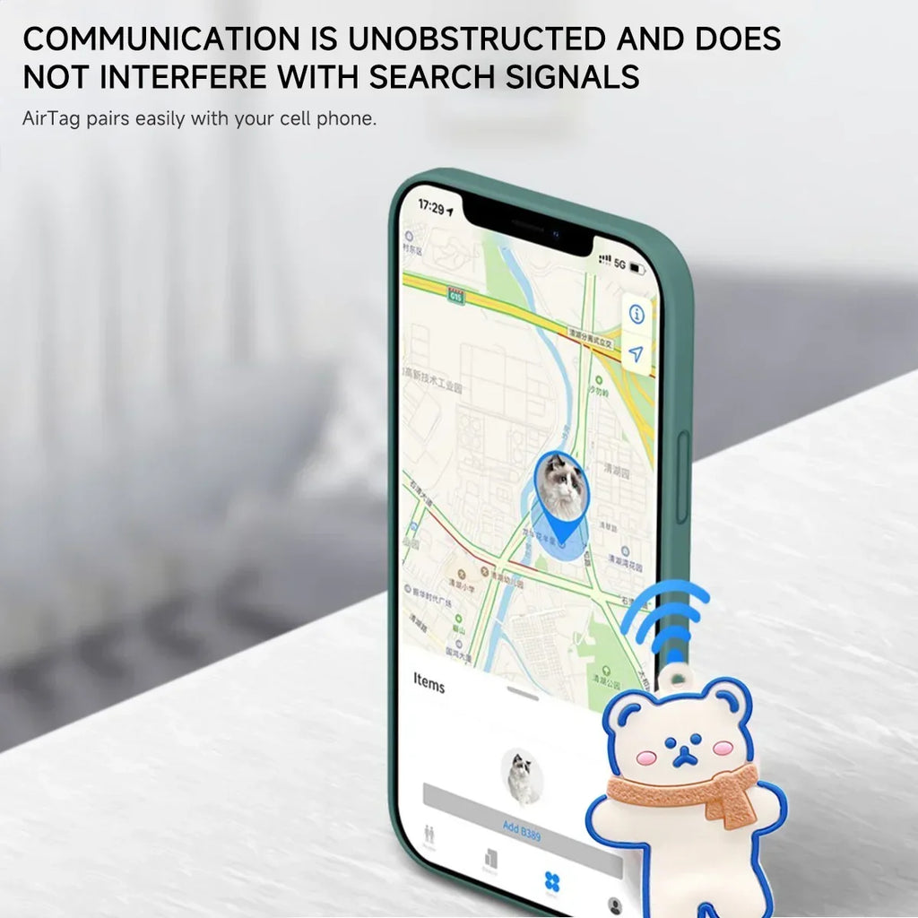 Cartoon Silicone AirTag Case Cute Keychain Tracker Cover AirTag Keychain Case Qme