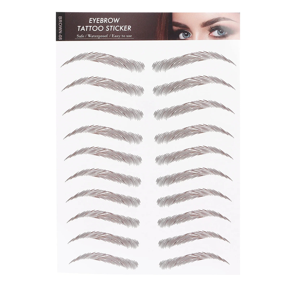 Waterproof Eyebrow Tattoo Transfer Stickers – 10 Colors Eyebrow Transfer Sticker Qme H