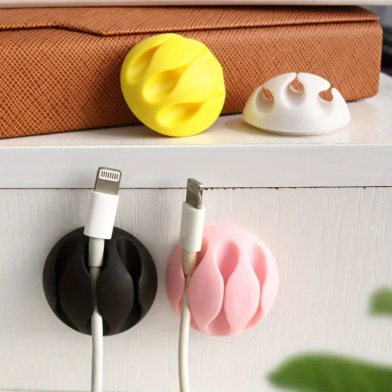 3-Slot Self-Adhesive USB Cable Clip Desktop Organizer Cable Organizer Clip Qme