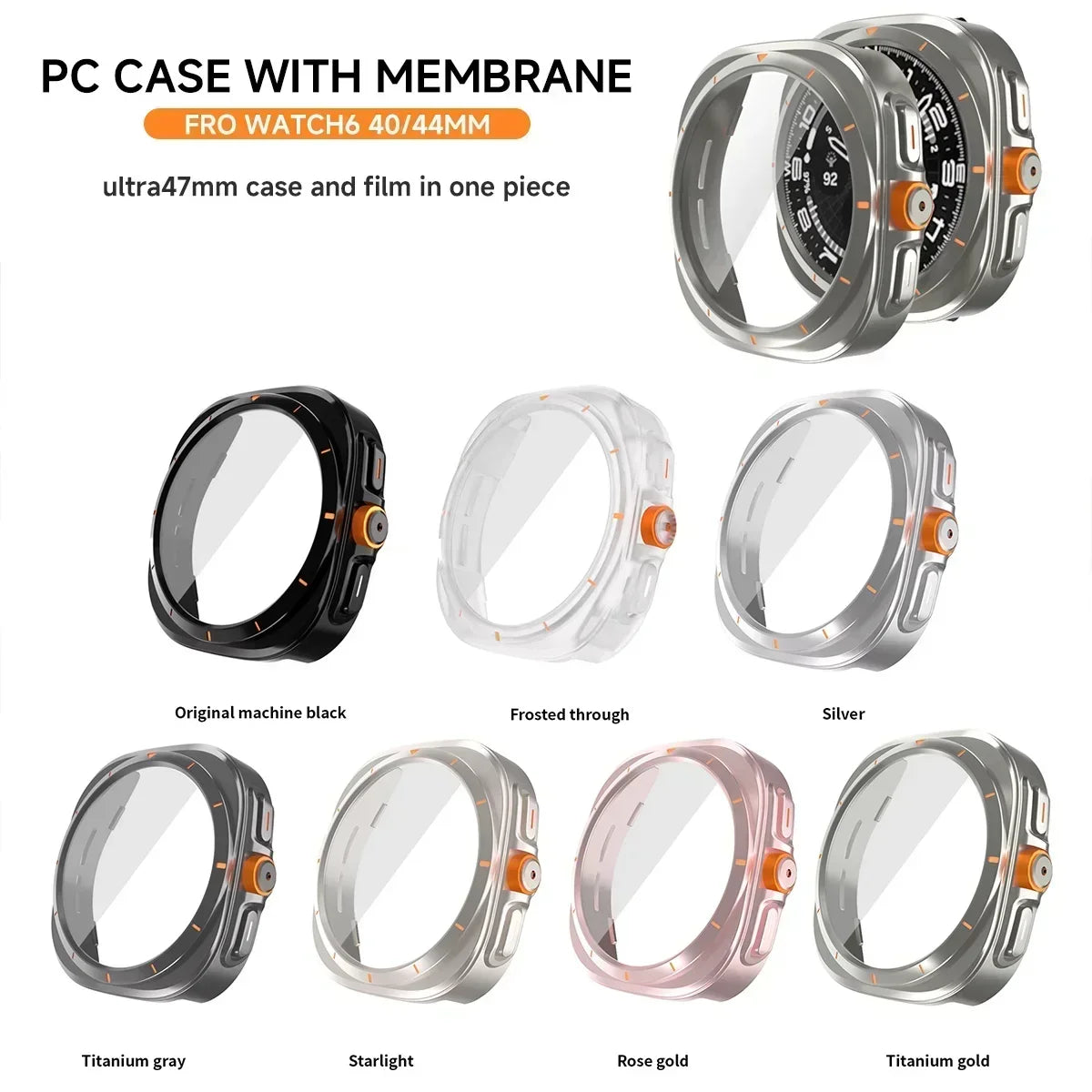 Samsung Galaxy Watch 7/6 Ultra Case & Tempered Glass Protector Smartwatch Case Qme