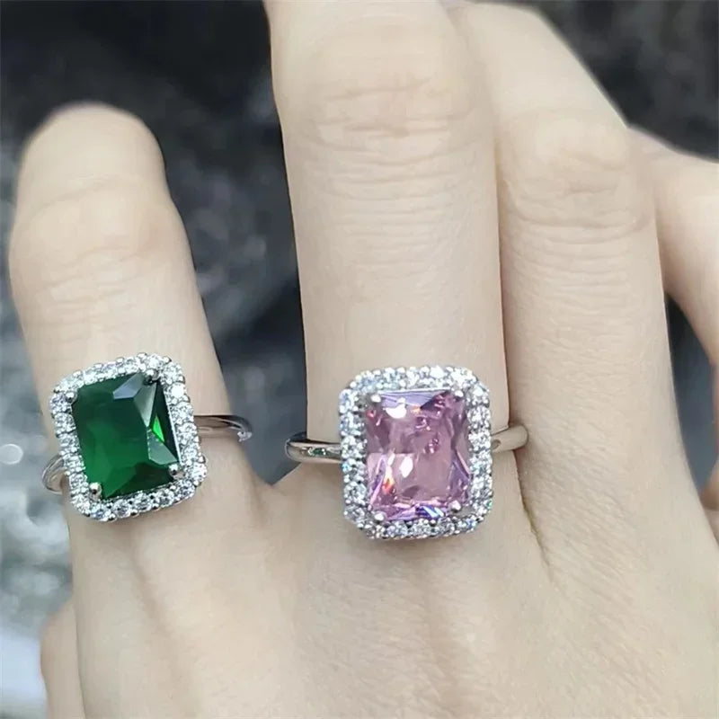 Elegant Sparkling Zircon Open Ring for Women – Adjustable Adjustable Zircon Ring Qme