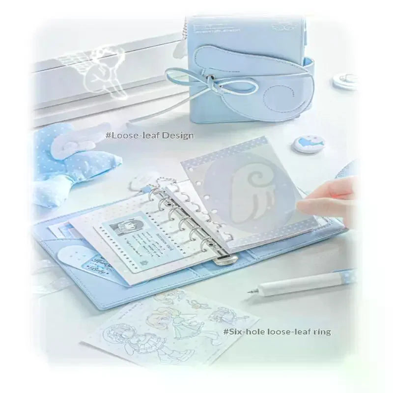 Angel Wings PU Leather 3-Fold Binder Journal Notebook Binder Journal Notebook Qme