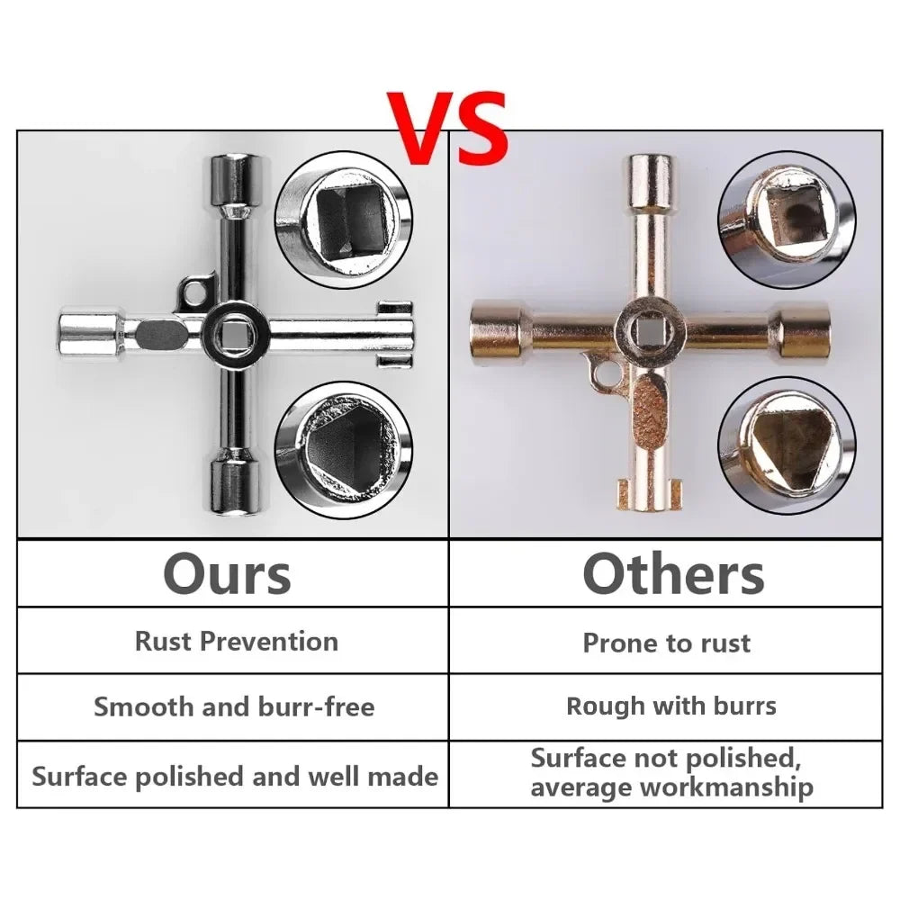 4-in-1 Cross Square Key Wrench – Multifunction Alloy Hand Tool Multifunction Key Wrench Qme