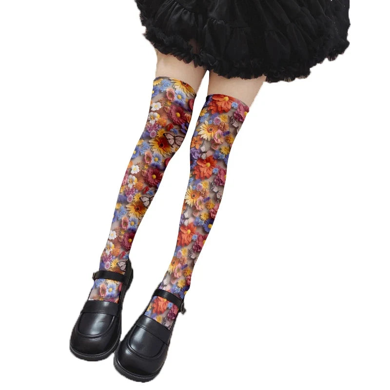 Women's 3D Tattoo Print Thigh-High Stockings | 13 Colors Thigh-High Stockings Qme style4 46CM