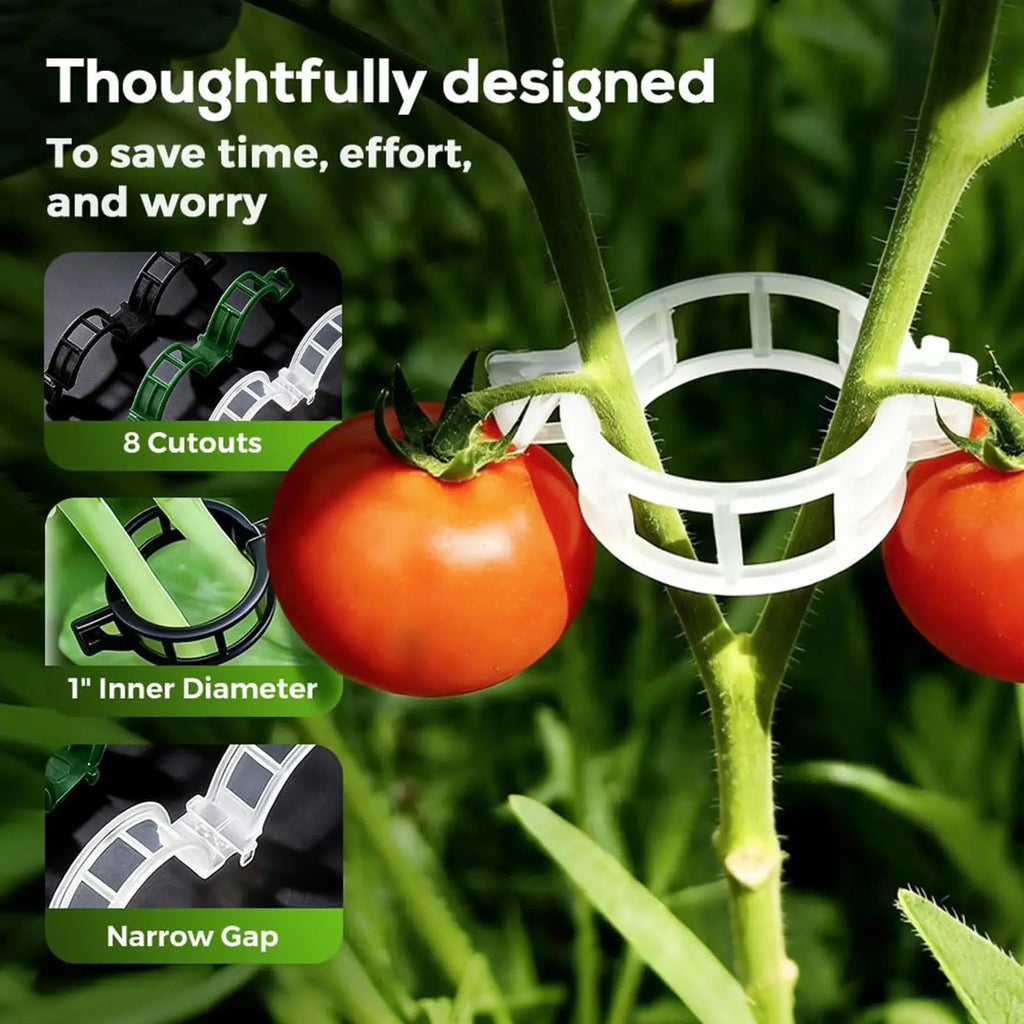 Tomato Plant Clips 100-Pack – Vine & Stem Support Clamps Plant Support Clips Qme