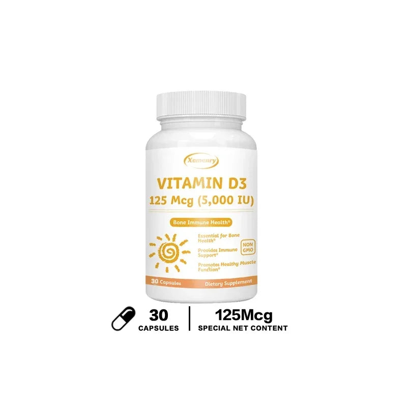 Xemenry Vitamin D3 5000 IU – Immune & Bone Support Vitamin D Supplement Qst 30 Capsules