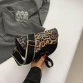 Boho Leopard Print Crossbody Bag – Trendy Wide Strap for Women Crossbody Shoulder Bag Qme BLACK L