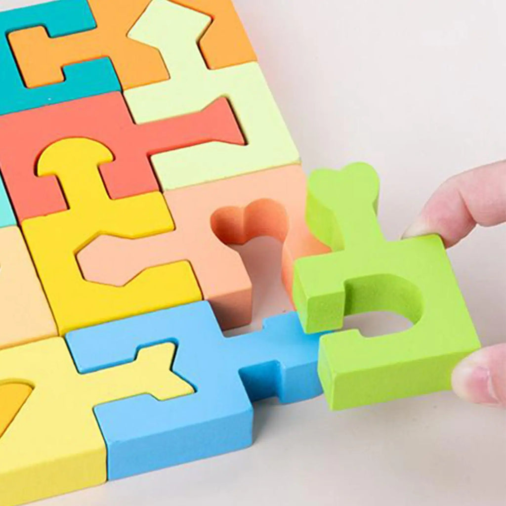 Kids Wooden Geometric Shape Matching Puzzle – 16 Pieces Wooden Kids Puzzle Qme