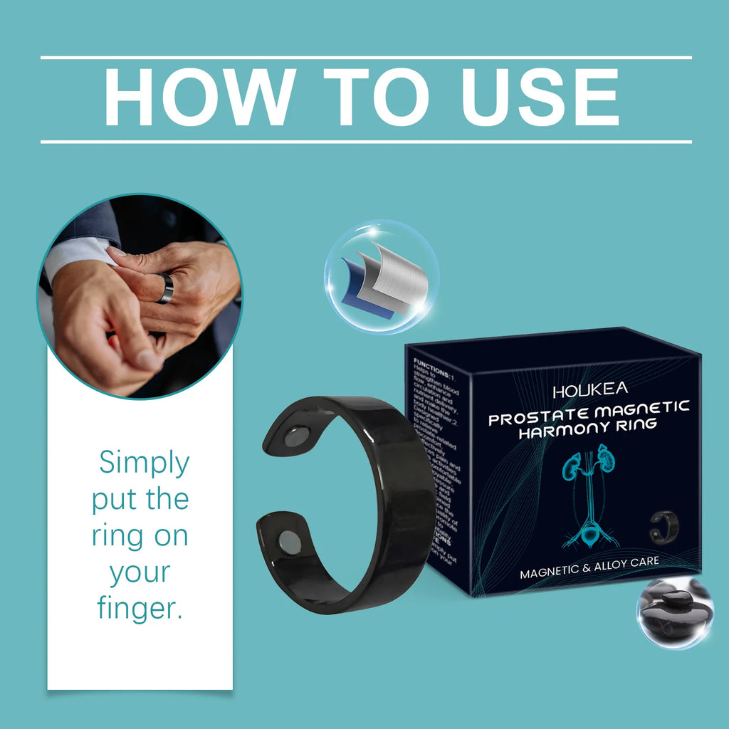 HOUKEA Magnetic Wellness Ring – Men's Circulation Support Magnetic Therapy Ring Qst