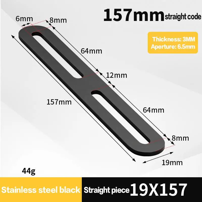 Stainless Steel 180° Flat Straight Bracket – Black & Silver Flat Angle Bracket Qme A3