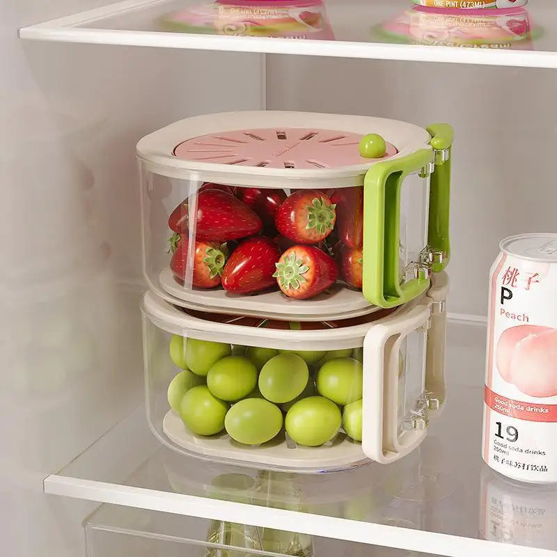 2-in-1 Double-Layer Fruit & Vegetable Washing Basin with Lid Vegetable Washing Basin Qme