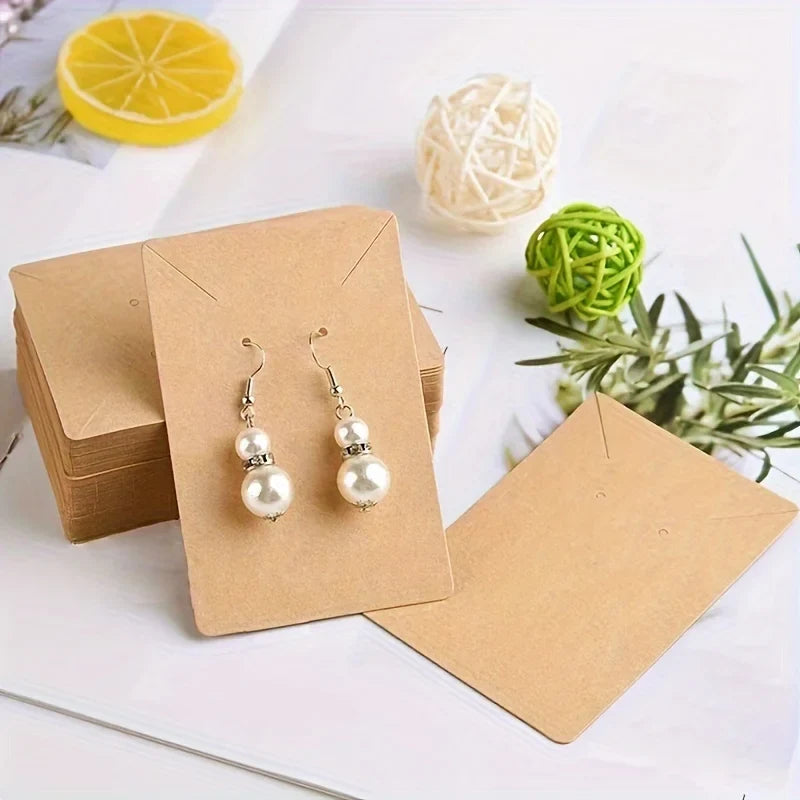 50 Natural Square Blank Cardboard Jewelry Display Cards DIY Jewelry Display Cards Qme