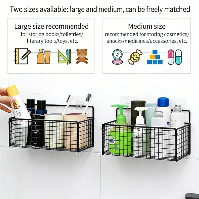 Wall-Mounted Storage Rack Kitchen & Bathroom – No Drilling Wall Storage Rack Qme