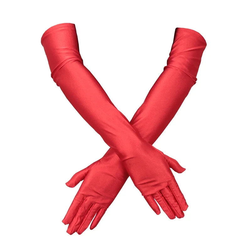 Women's Long Opera Gloves – Elbow Length Evening & Prom Opera Gloves Qme Red length 52cm