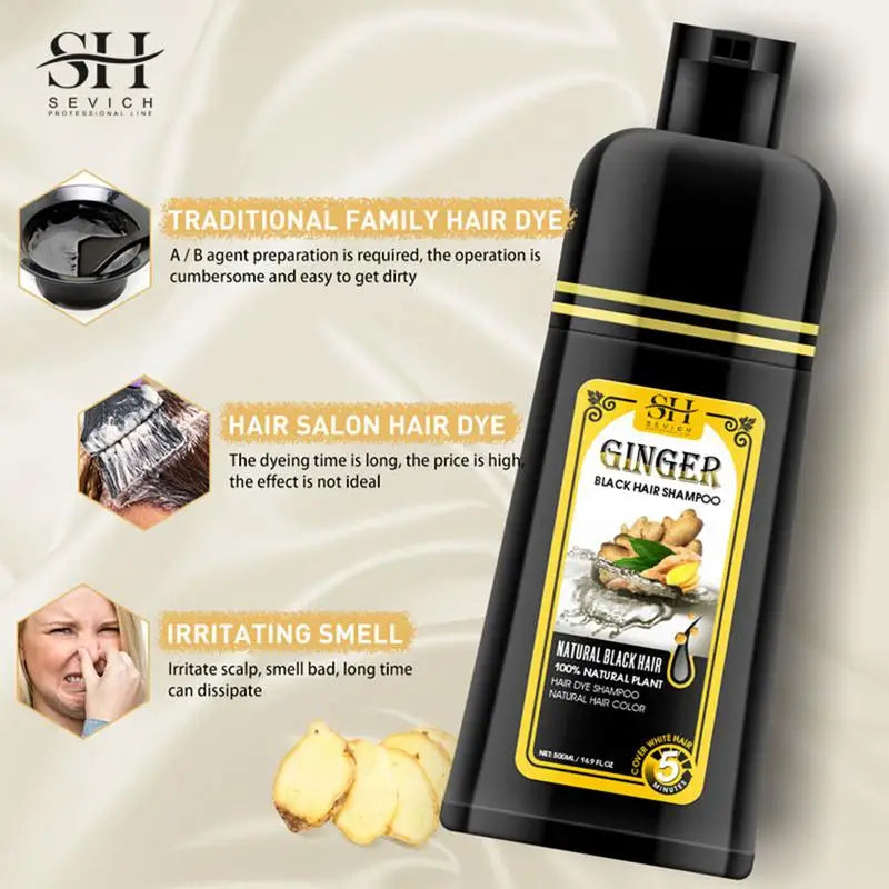 Ginger & Coconut Natural Darkening Shampoo for Gray Hair Hair Dye Shampoo Qme