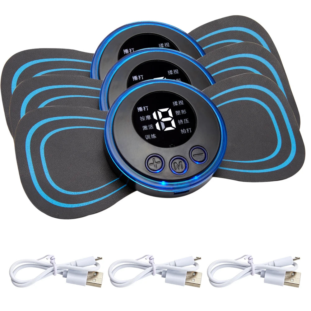EMS Neck & Shoulder Massager – 8 Modes, Rechargeable Patch Electric Neck Massager Qst 3 set