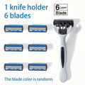 Men's 6-Layer Manual Razor Set with 6 Replacement Blades Manual Safety Razor Qme 1 set