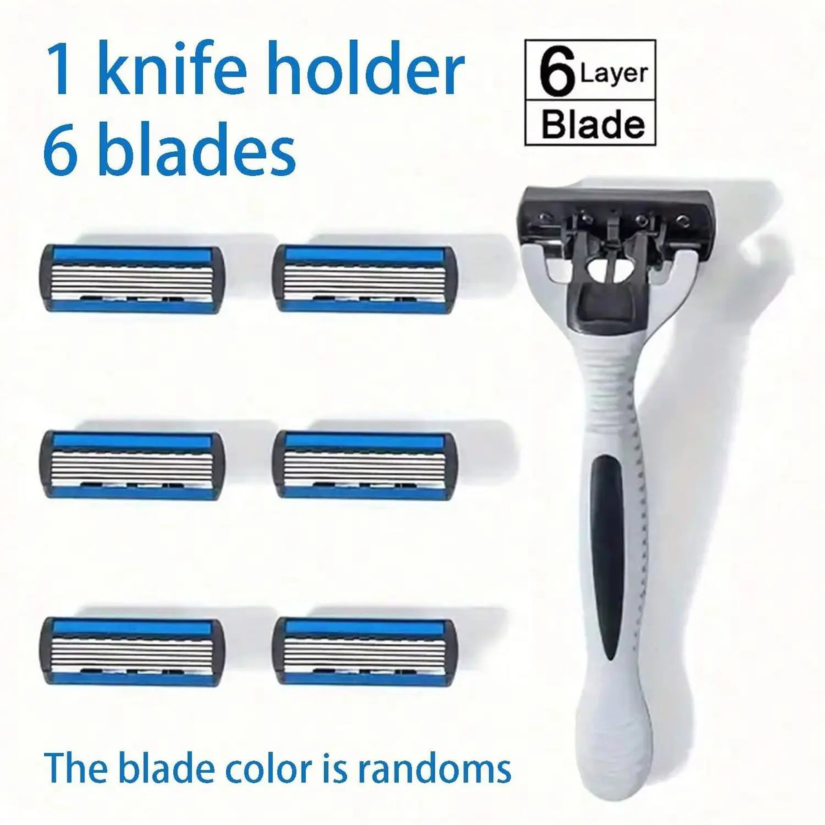 Men's 6-Layer Manual Razor Set with 6 Replacement Blades Manual Safety Razor Qme 1 set