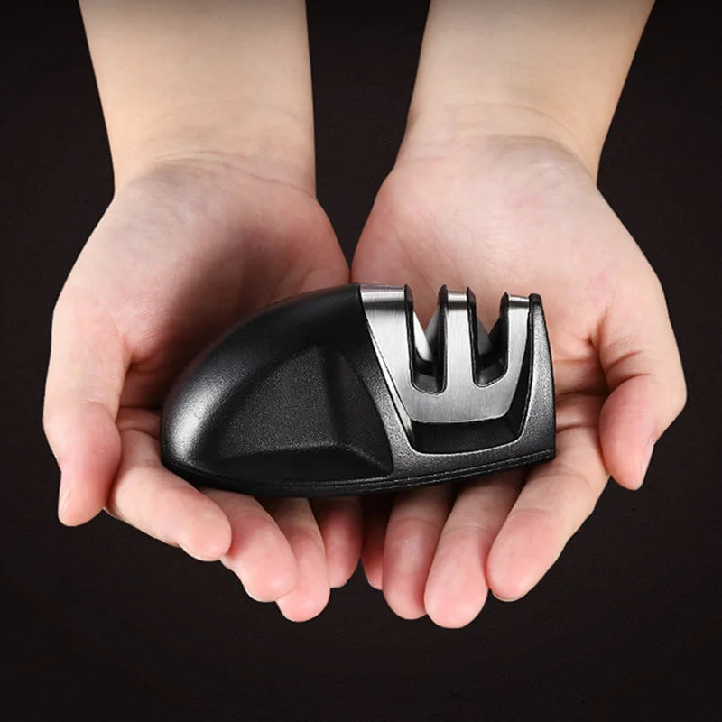 Mini 2-Stage Kitchen Knife Sharpener – Tungsten & Ceramic Knife Sharpener Qst