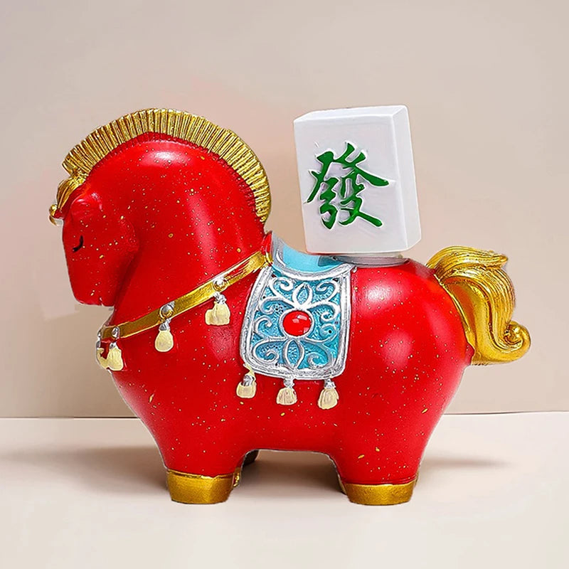 Zodiac Horse Figurine Rotatable Lucky Ingot Desk Decor Decorative Figurine Qst A6
