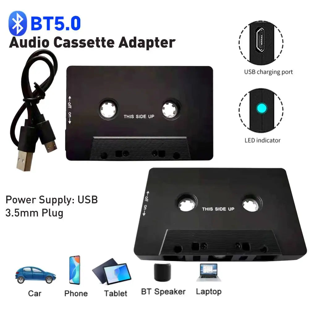 Bluetooth 5.0 Car Cassette Adapter – Stereo MP3 AUX Player Car Bluetooth Adapter Qme