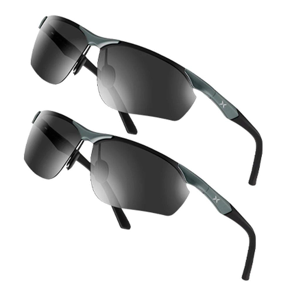 VOPHA 2-Pack Polarized UV400 Rimless Sport Sunglasses for Men Polarized Sunglasses Qst Gray