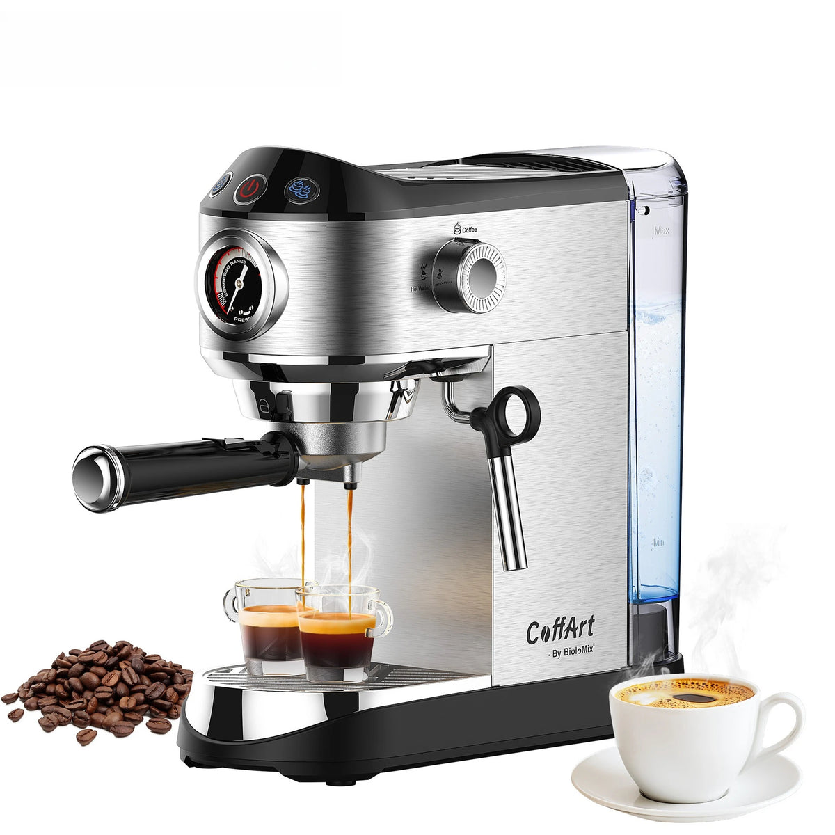 HAOYUNMA 20 Bar Espresso Machine – Pressure Gauge & Steam Wand Espresso Machine Qst