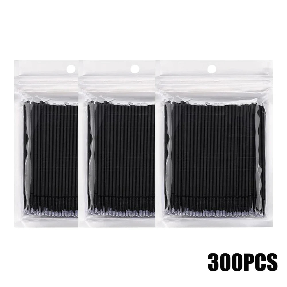 300 Disposable Microbrush Applicators for Lashes & Nail Art Microbrush Applicator Set Qme 300pcs Black