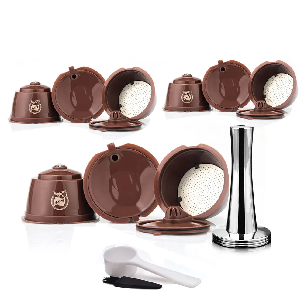 Refillable Coffee Capsules Pods for Dolce Gusto + Tamper Coffee Pod Capsules Qst 9Pcs 1 Tamper