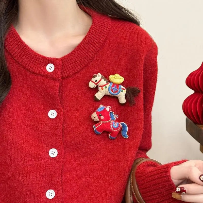 Zodiac Pony Fabric Brooch Pin – Charming Horse Corsage Fabric Brooch Pin Qme