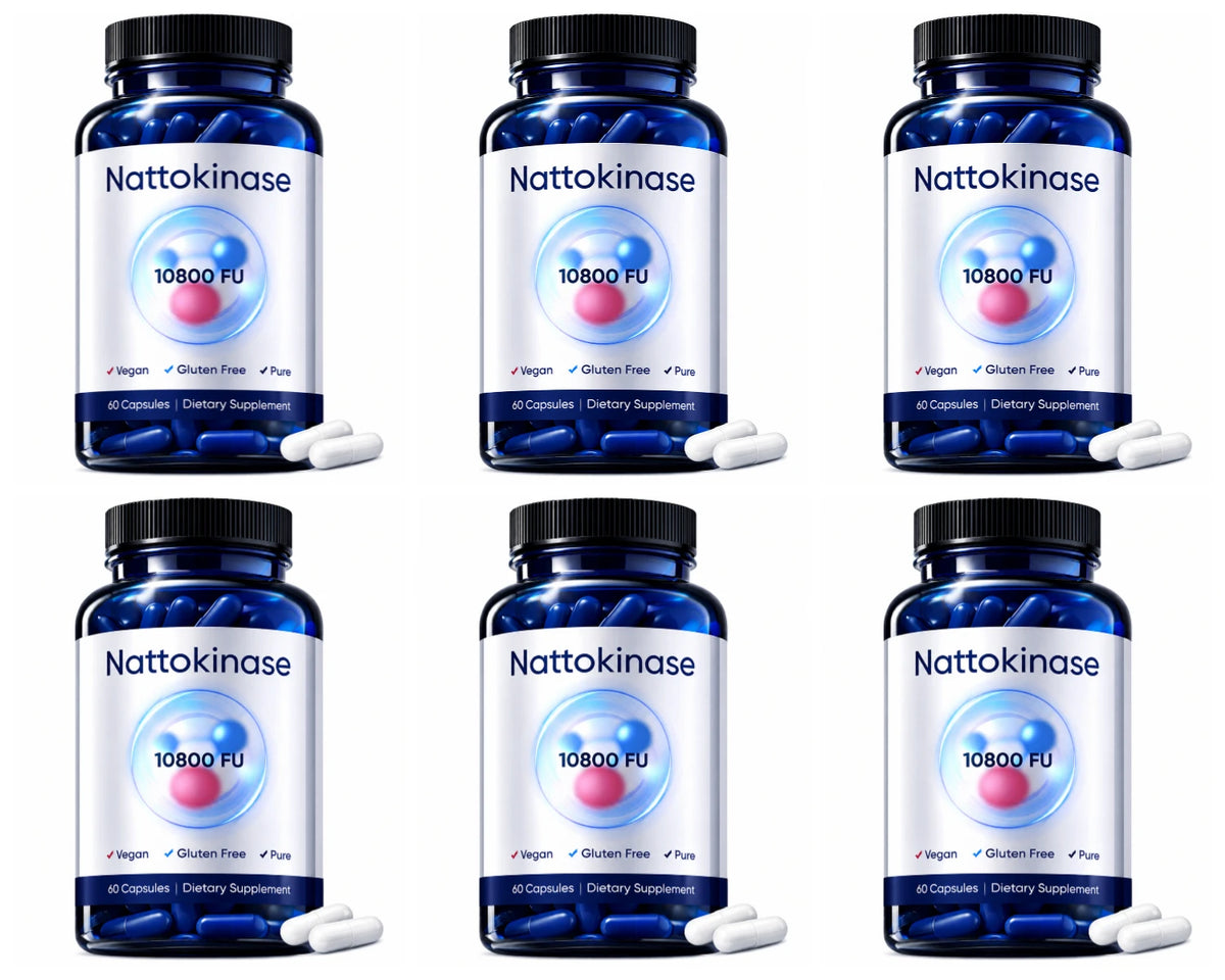 Organic Nattokinase 10800 FU Capsules – Vegan Heart Support 60ct Dietary Supplement Qst 6bottles 360capsules