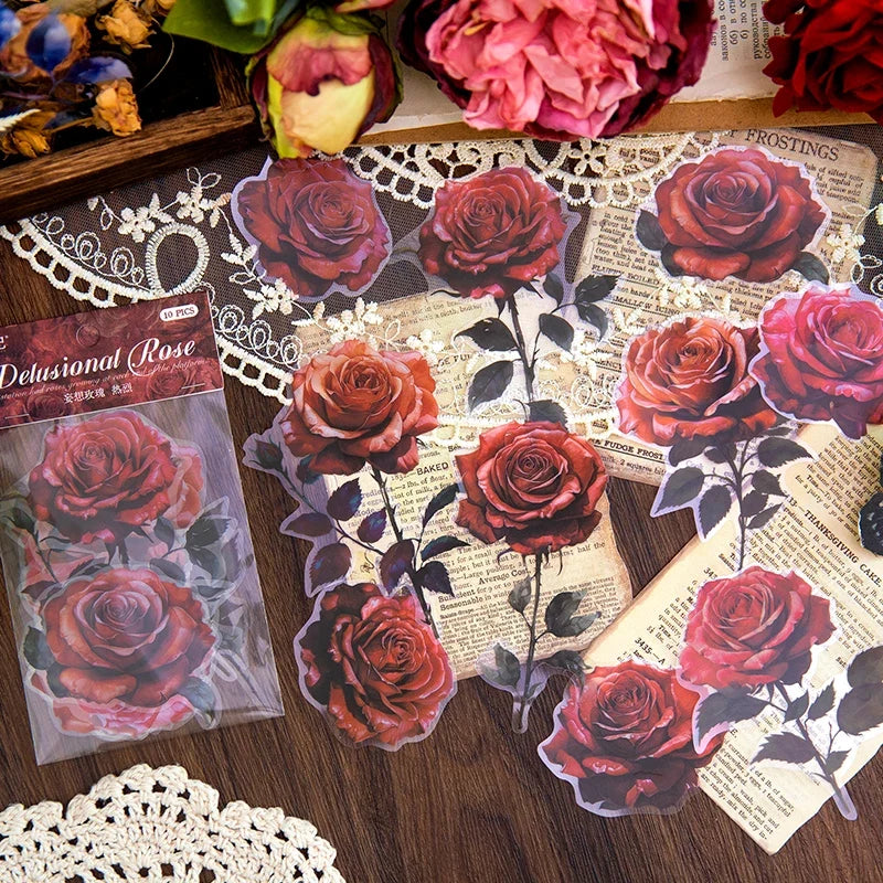 Large Rose Stickers for Scrapbooking, Diary & Album Decor Decorative Craft Stickers Qme