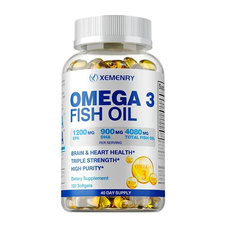 Xemenry Omega-3 Fish Oil Soft Gels | EPA & DHA Supplement Omega-3 Supplement Qst 120 Capsules