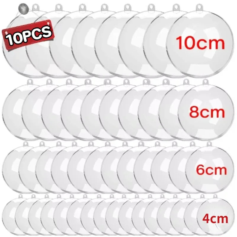 10 Transparent Christmas Bauble Ornaments – Fillable 4cm Balls Christmas Bauble Ornaments Qme
